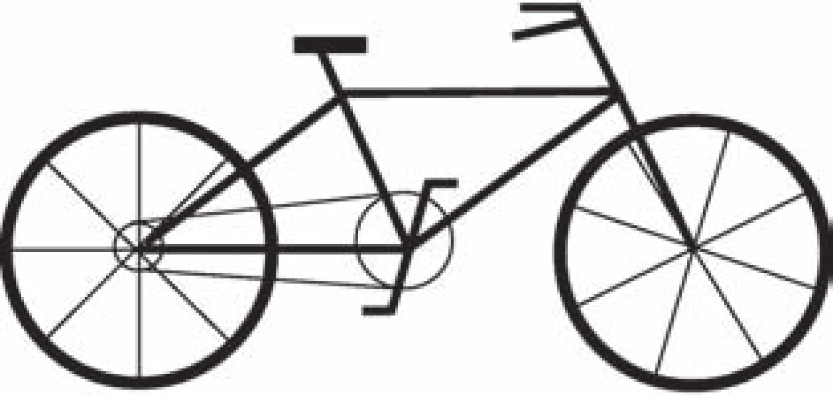 Kresba jízdního kola hodnocená plným počtem bodů v obou skórovacích systémech. Převzato z [13].
Fig. 1. A full-score bicycle drawing.