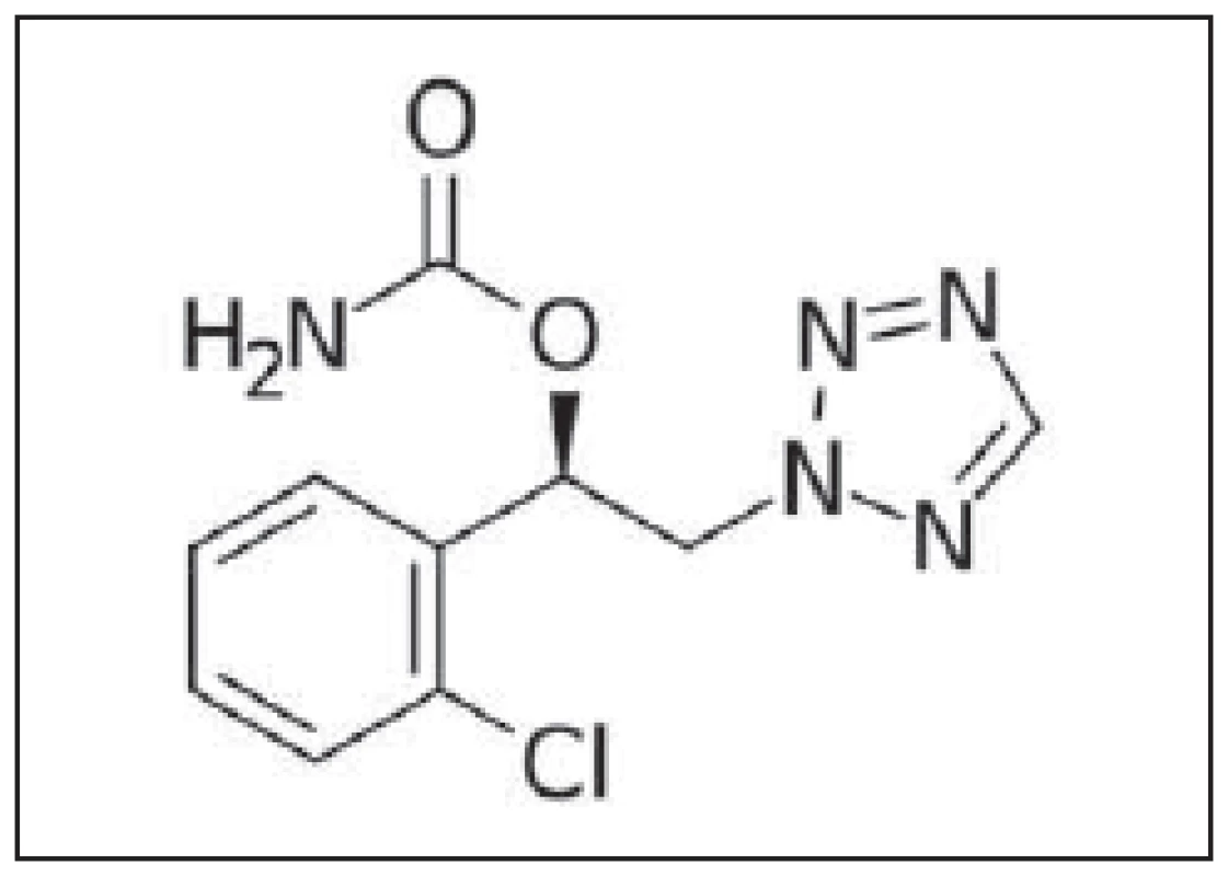 Strukturní chemický vzorec
cenobamátu.
Structural chemical formula of
cenobamate.